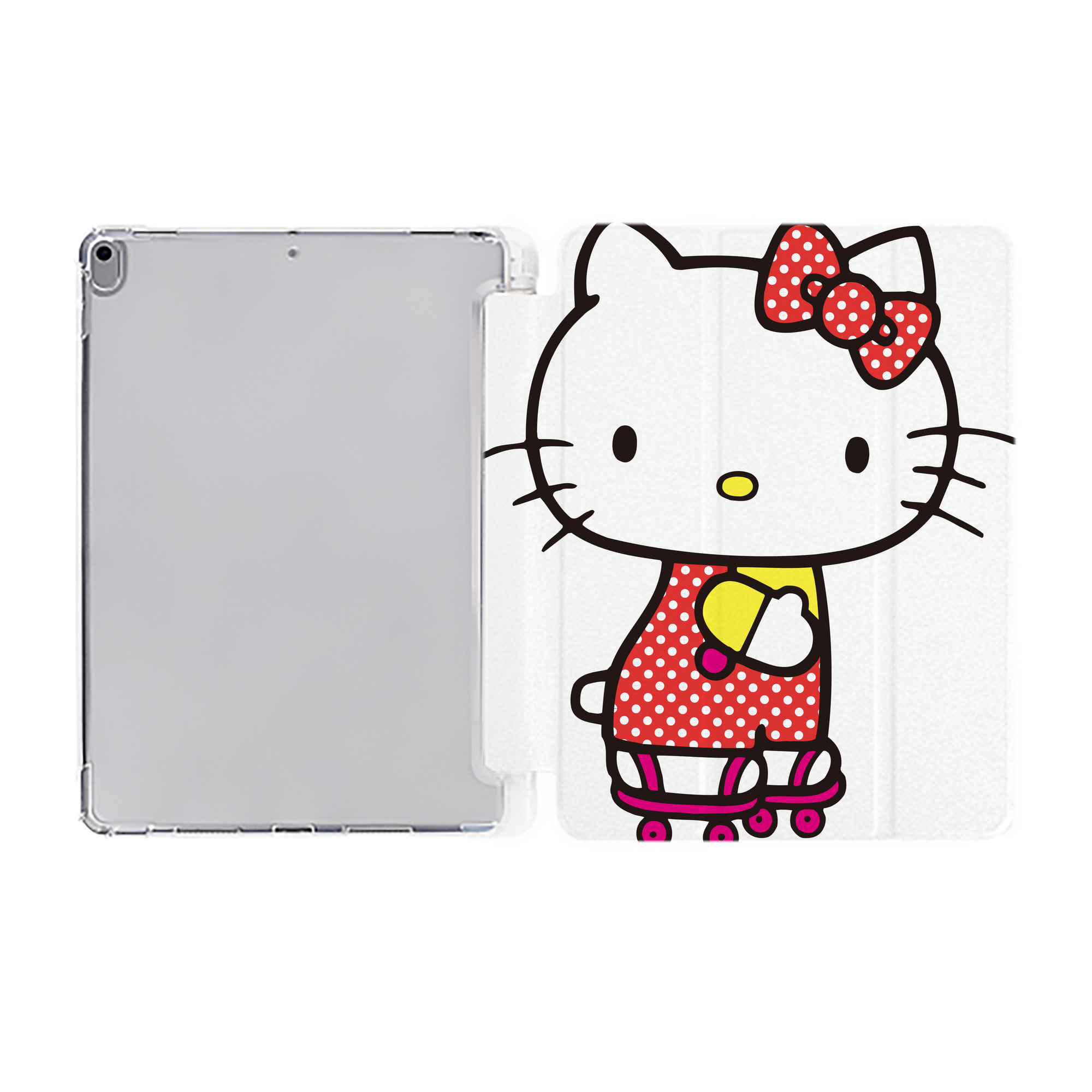 （画像用） Hello Kitty ハローキティ IPad ケース ペン収納付き 三つ折りスタンド PUレザー×シリコン 対応機種9.5/10.5/10.9インチ
